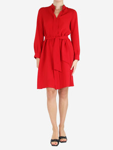 Carolina Herrera Red belted knee-length dress - size UK 8