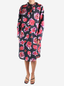 Marni Black rose-print midi dress - size IT 40