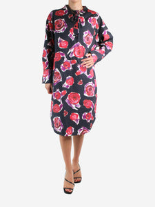 Marni Black rose-print midi dress - size IT 40