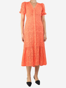 ME+EM Coral broderie-anglaise midi dress - size UK 8