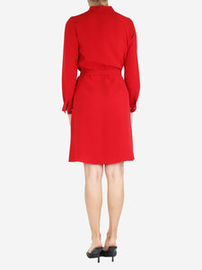 Carolina Herrera Red belted knee-length dress - size UK 8