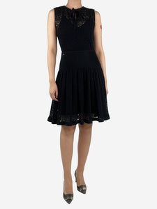 Chanel Black cutout-shirred knit dress - size UK 8