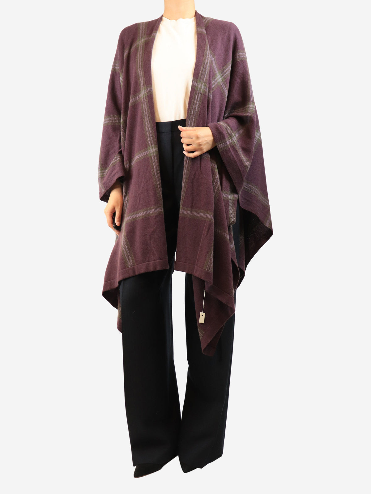 Purple cashmere shawl - size OS Knitwear Bamford 
