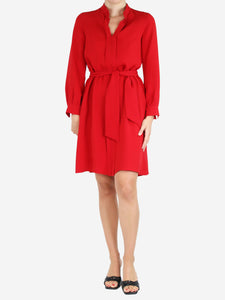 Carolina Herrera Red belted knee-length dress - size UK 8