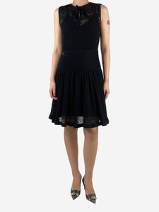 Chanel Black cutout-shirred knit dress - size UK 8