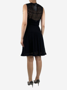 Chanel Black cutout-shirred knit dress - size UK 8