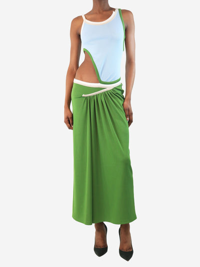 Blue and green traced multibind tank dress - size UK 6 Dresses Christopher Esber 