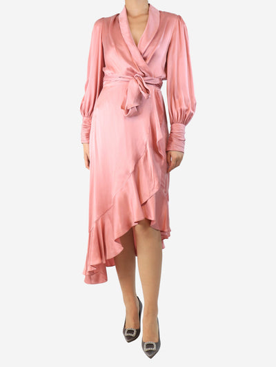 Pink silk ruffled midi dress - size UK 10 Dresses Zimmermann 
