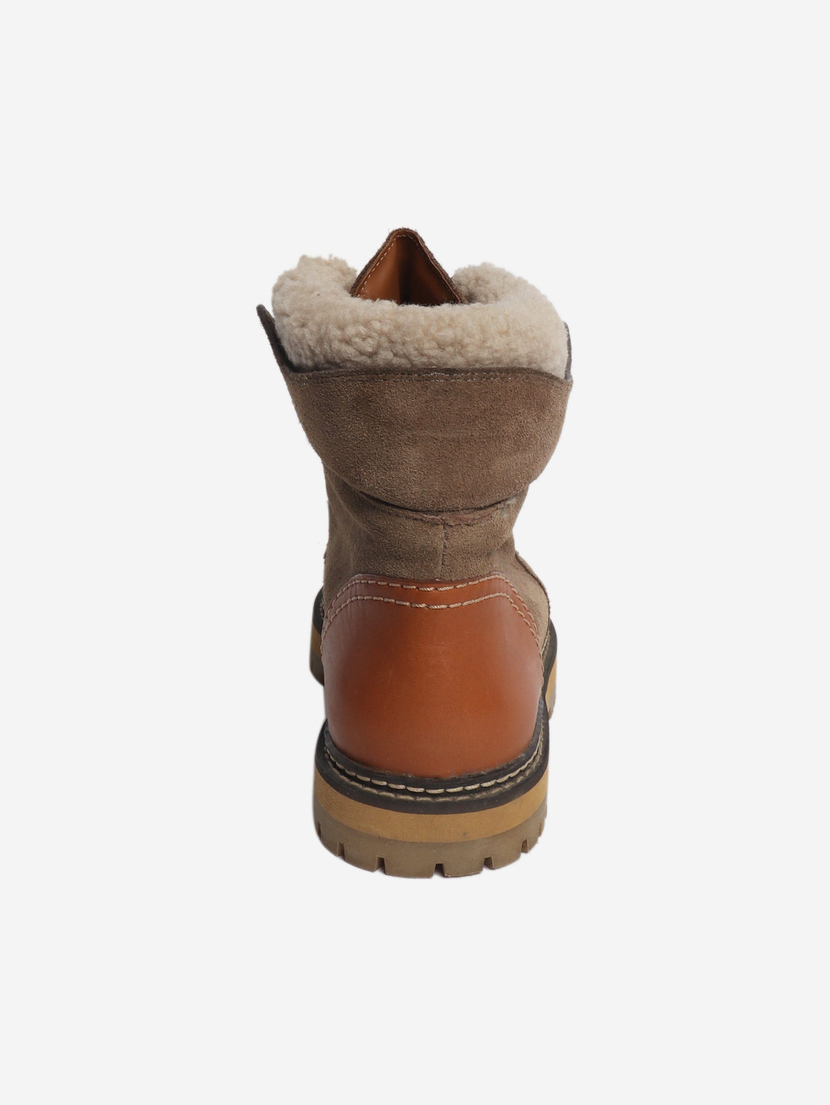 Brown Eilieen shearling-lined suede and leather ankle boots - size EU 39 (UK 6) Boots See By Chloe 