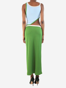 Christopher Esber Blue and green traced multibind tank dress - size UK 6
