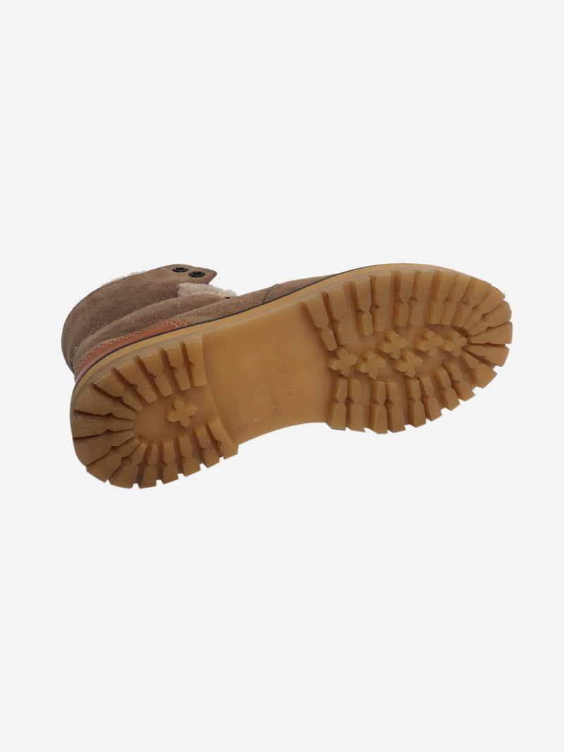 Brown Eilieen shearling-lined suede and leather ankle boots - size EU 39 (UK 6) Boots See By Chloe 