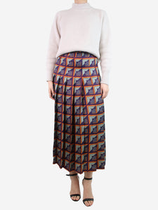 Gucci Purple geometric pleated skirt - size UK 8