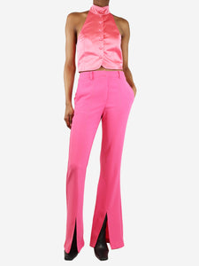 Stefania Vaidani Pink satin waistcoat and crepe trouser set - size XS