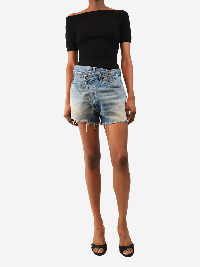 Turner blue SS24 aged cross over shorts - size UK 6 Denim R13 