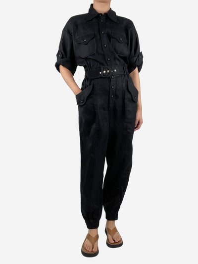 Black super eight linen jumpsuit - size UK 12 Jumpsuits Zimmermann 