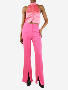 Stefania Vaidani Pink satin waistcoat and crepe trouser set - size XS