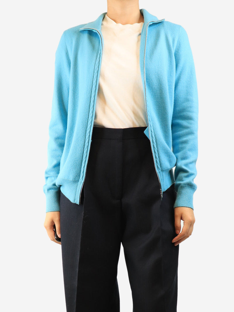 Blue cashmere zip-up cardigan - size UK 14 Knitwear Loro Piana 