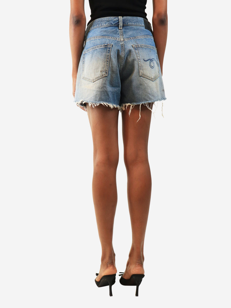 Turner blue SS24 aged cross over shorts - size UK 6 Denim R13 