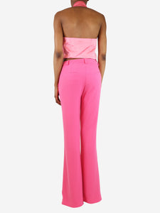 Stefania Vaidani Pink satin waistcoat and crepe trouser set - size XS