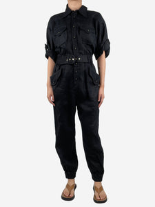 Zimmermann Black super eight linen jumpsuit - size UK 12