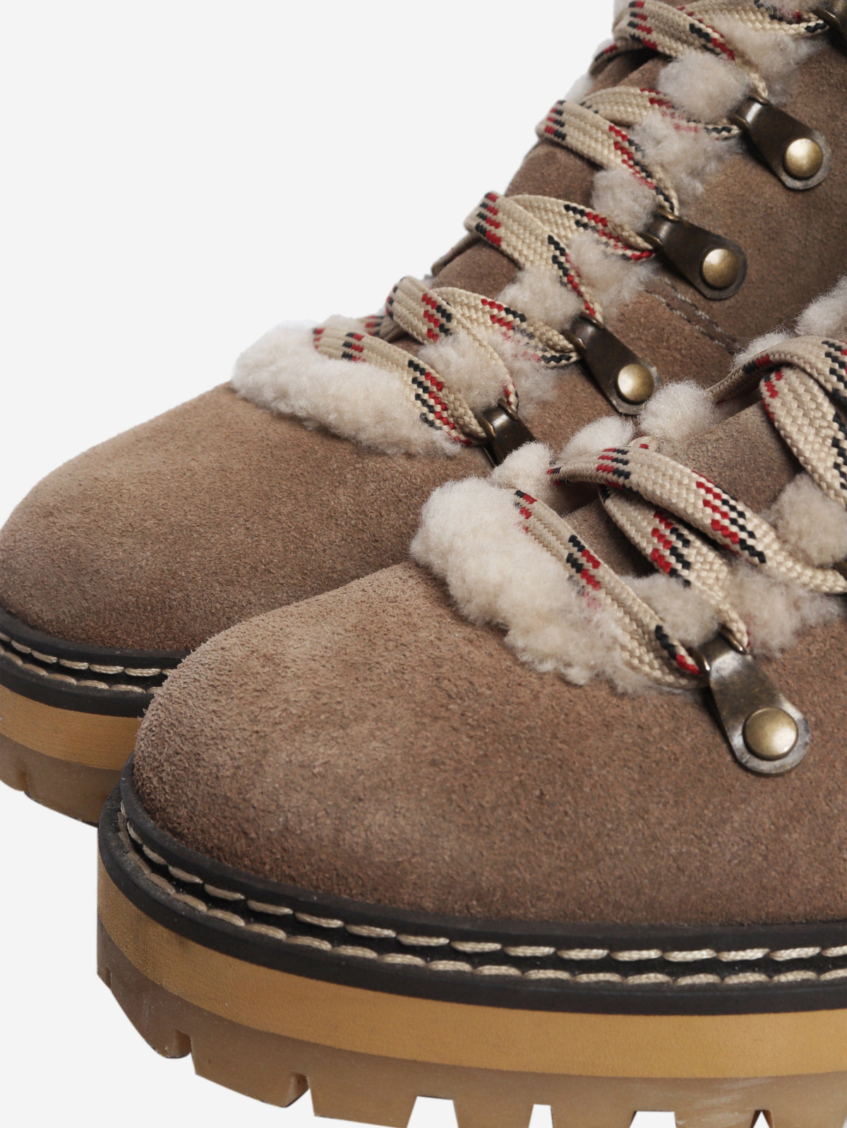 Brown Eilieen shearling-lined suede and leather ankle boots - size EU 39 (UK 6) Boots See By Chloe 