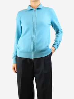 Blue cashmere zip-up cardigan - size UK 14 Knitwear Loro Piana 