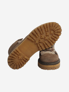 Brown Eilieen shearling-lined suede and leather ankle boots - size EU 39 (UK 6) Boots See By Chloe 