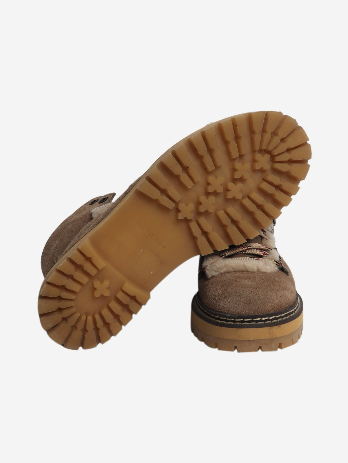 Brown Eilieen shearling-lined suede and leather ankle boots - size EU 39 (UK 6) Boots See By Chloe 