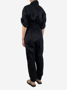 Zimmermann Black super eight linen jumpsuit - size UK 12