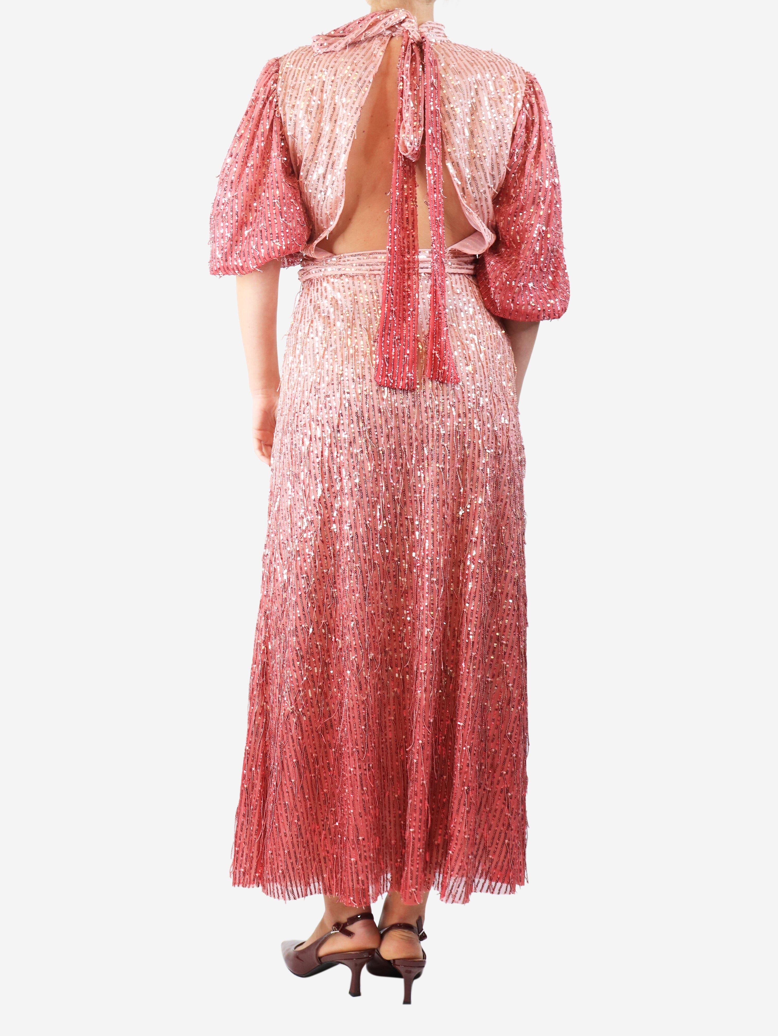 Pink sequin-embellished open-back midi dress - size UK 12 Dresses Luisa Beccaria 