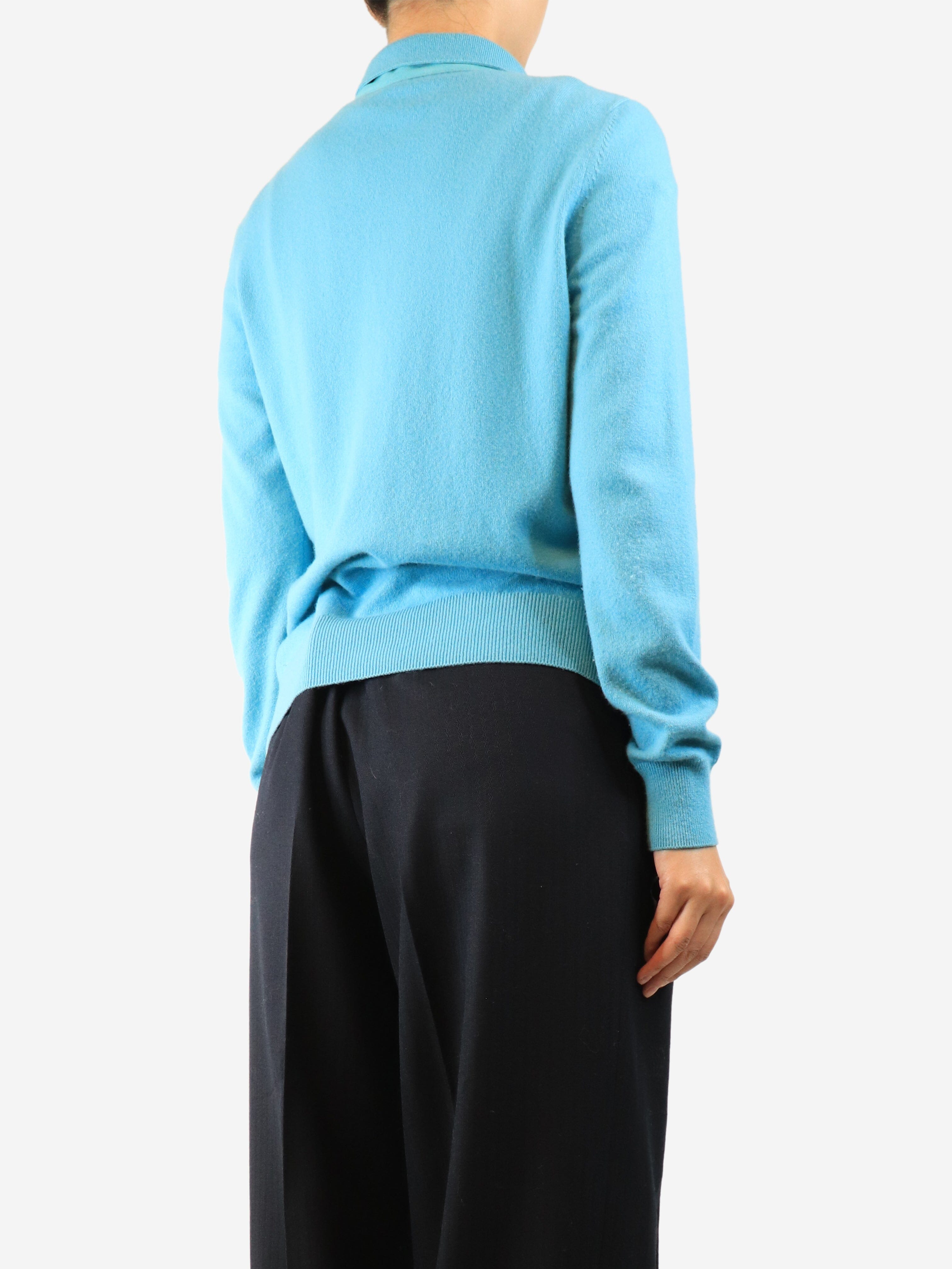 Blue cashmere zip-up cardigan - size UK 14 Knitwear Loro Piana 