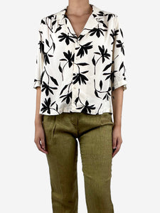 Anine Bing Cream floral-print ivory woven button-up relaxed shirt - size S