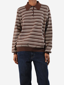 Miu Miu Brown striped polo sweater - size UK 6