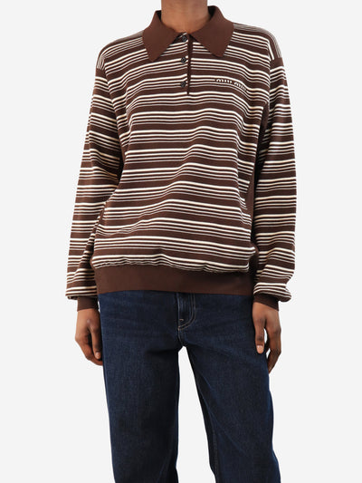 Brown striped polo sweater - size UK 6 Knitwear Miu Miu 