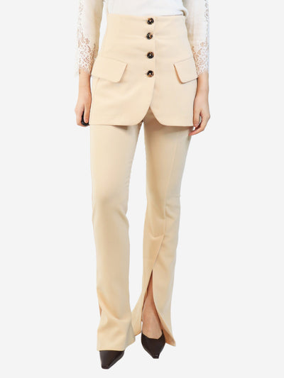 Nude fitted pants with side and front slits jacket - size UK 12 Trousers A.W.A.K.E Mode 