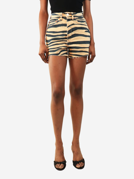 Tiger print 50s cut-off denim shorts - size UK 6 product image