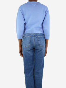 Prada Blue cable knit cropped jumper - size UK 6