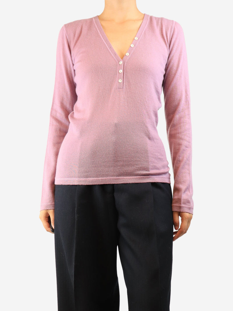 Purple long sleeve cashmere top - size UK 14 Knitwear Loro Piana 
