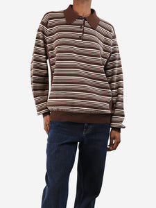 Miu Miu Brown striped polo sweater - size UK 6