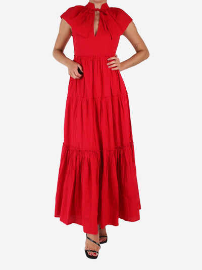 Red seersucker collared maxi dress - size XS Dresses Wiggy Kit 
