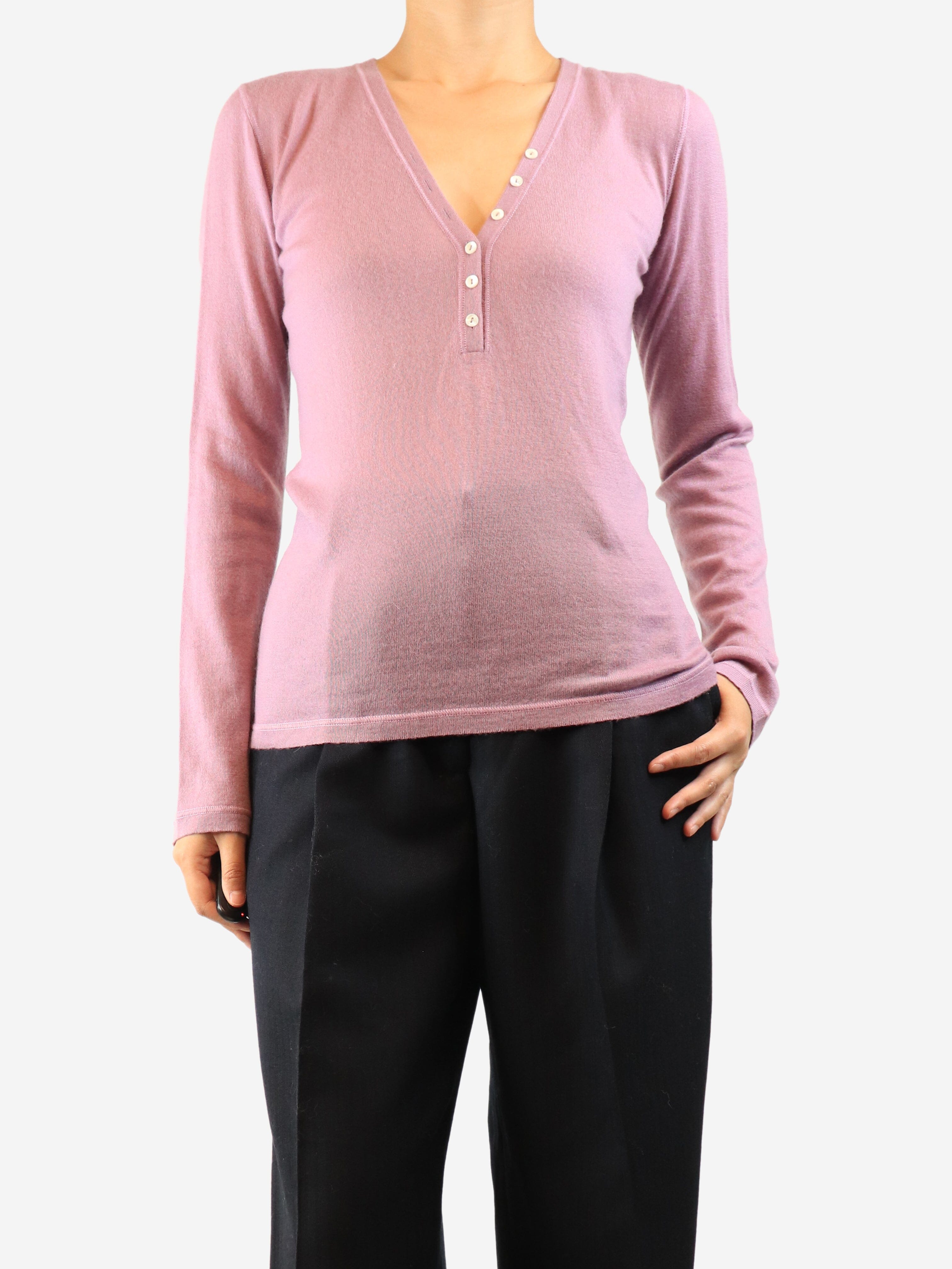 Purple long sleeve cashmere top - size UK 14 Knitwear Loro Piana 
