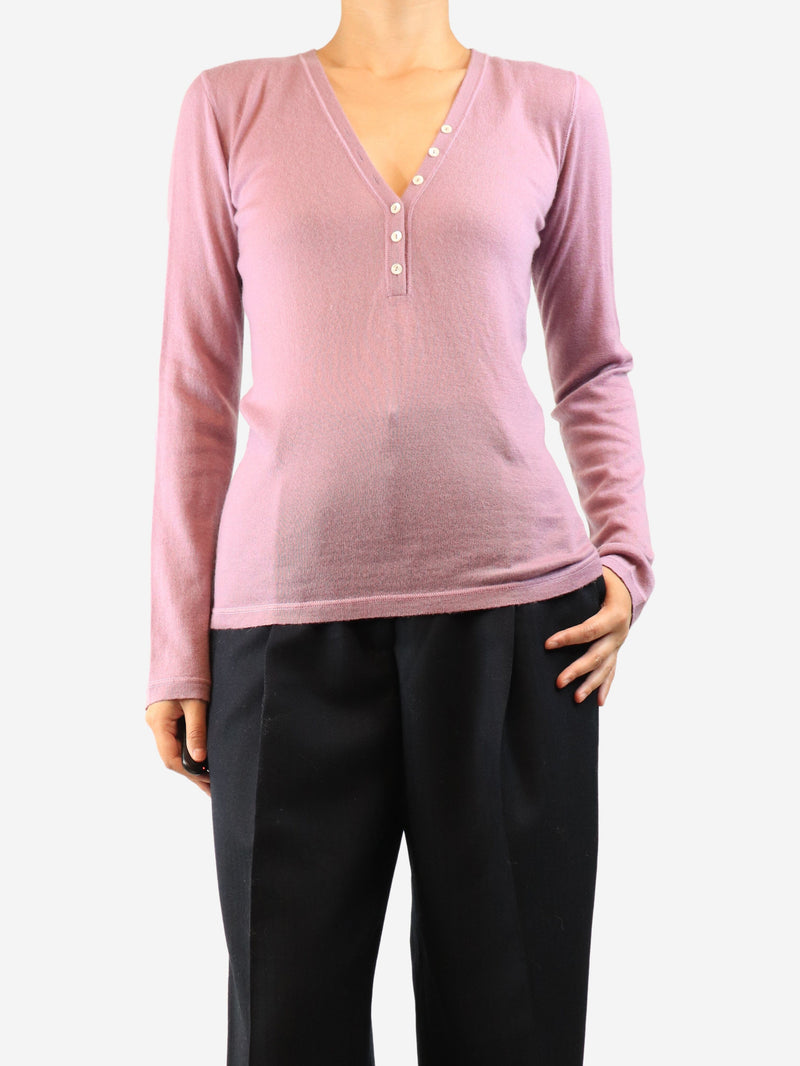 Purple long sleeve cashmere top - size UK 14 Knitwear Loro Piana 