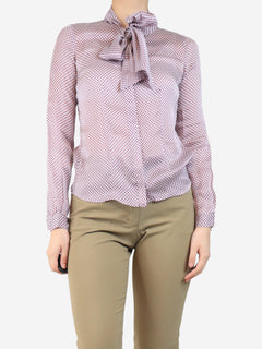 Purple and white silk polka dot blouse - size UK 10 Tops Alexander McQueen 