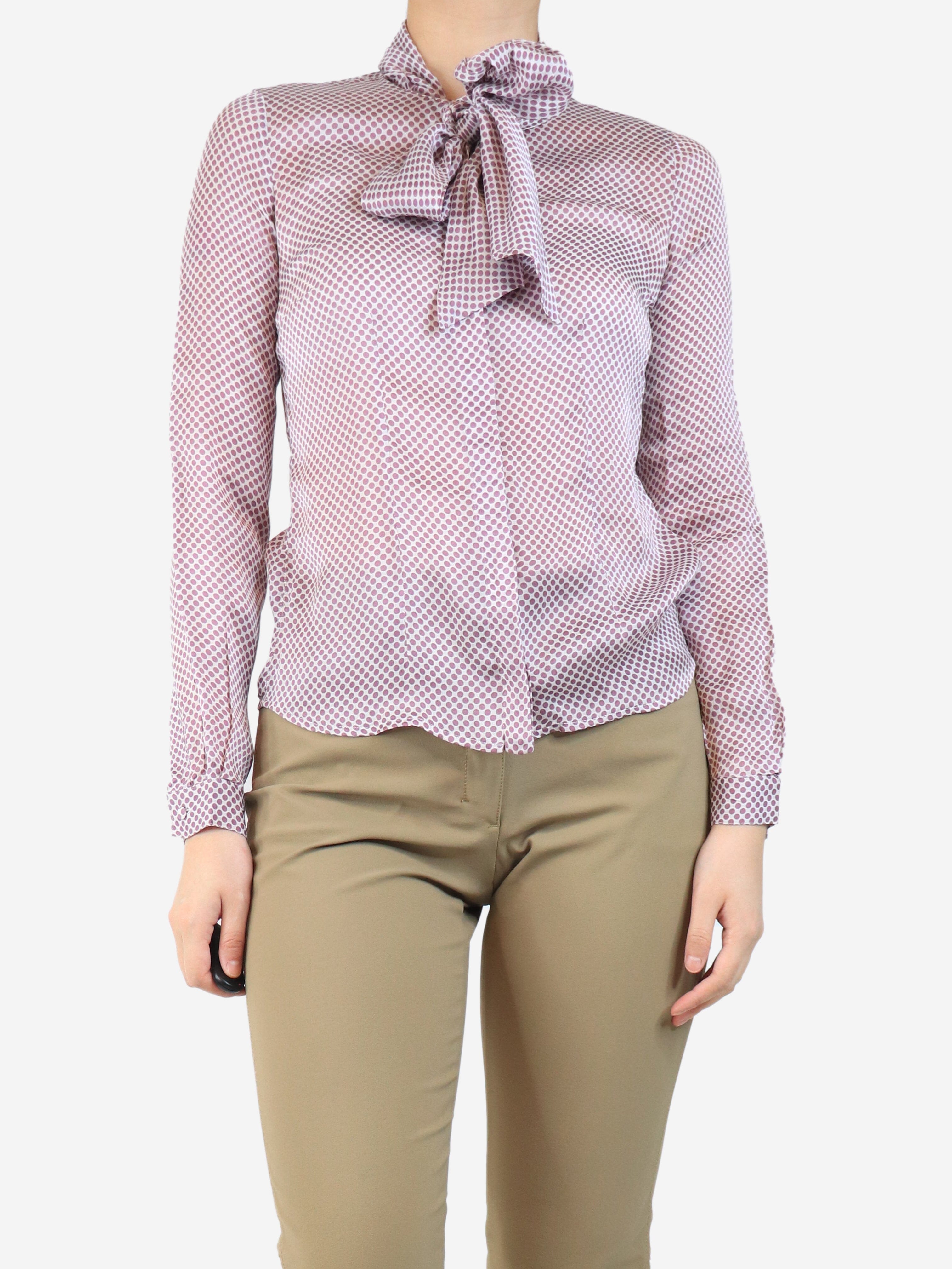 Purple and white silk polka dot blouse - size UK 10 Tops Alexander McQueen 