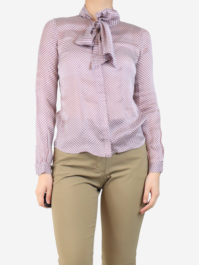 Purple and white silk polka dot blouse - size UK 10 Tops Alexander McQueen 