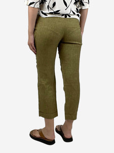 Etro Green linen cropped trousers - size UK 10