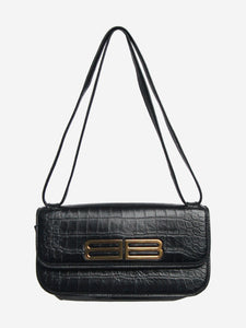 Balenciaga Black Gossip crocskin shoulder bag