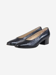 Salvatore Ferragamo Blue croc effect heels - size UK 4.5