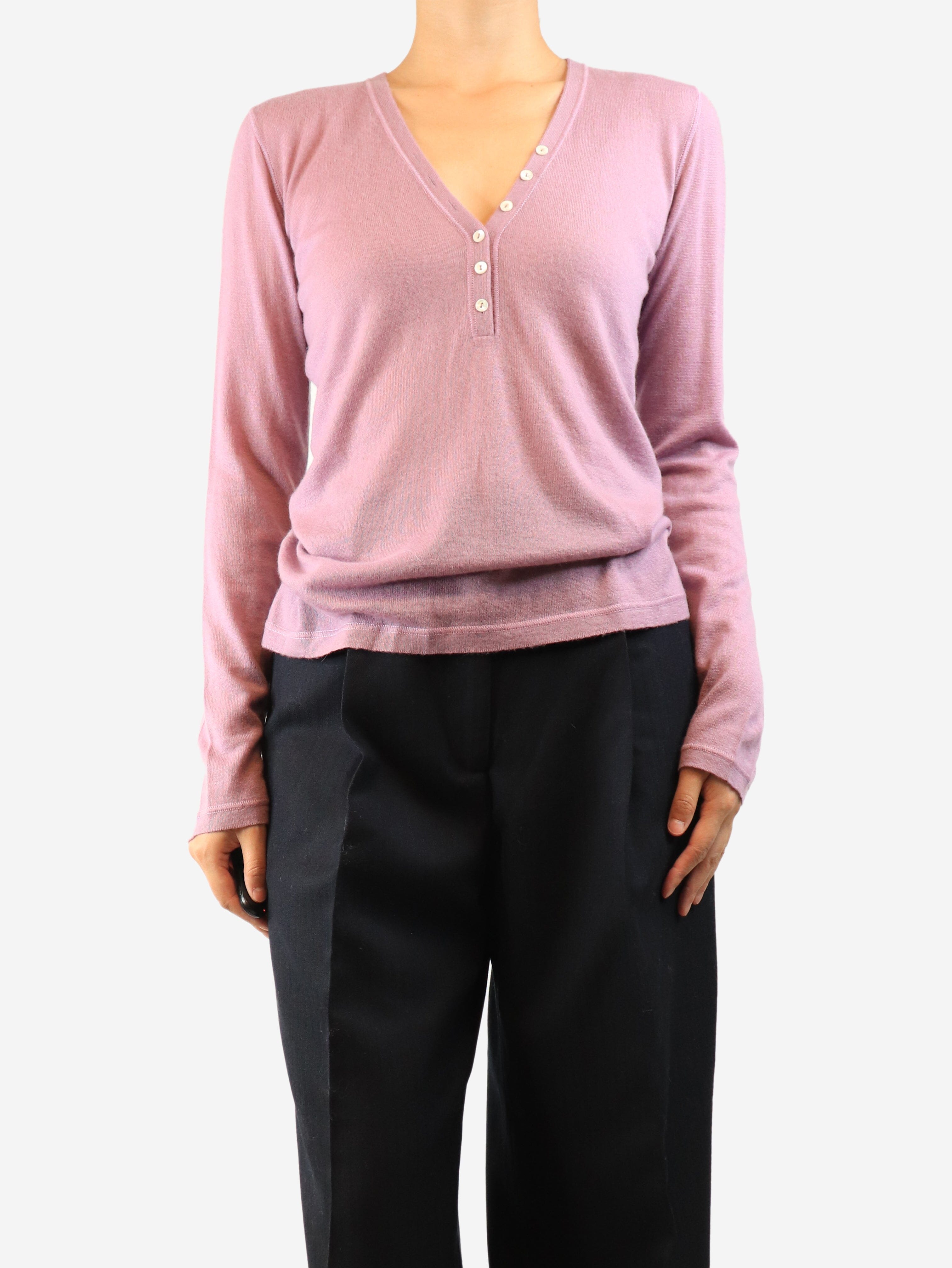 Purple long sleeve cashmere top - size UK 14 Knitwear Loro Piana 