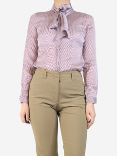 Purple and white silk polka dot blouse - size UK 10 Tops Alexander McQueen 